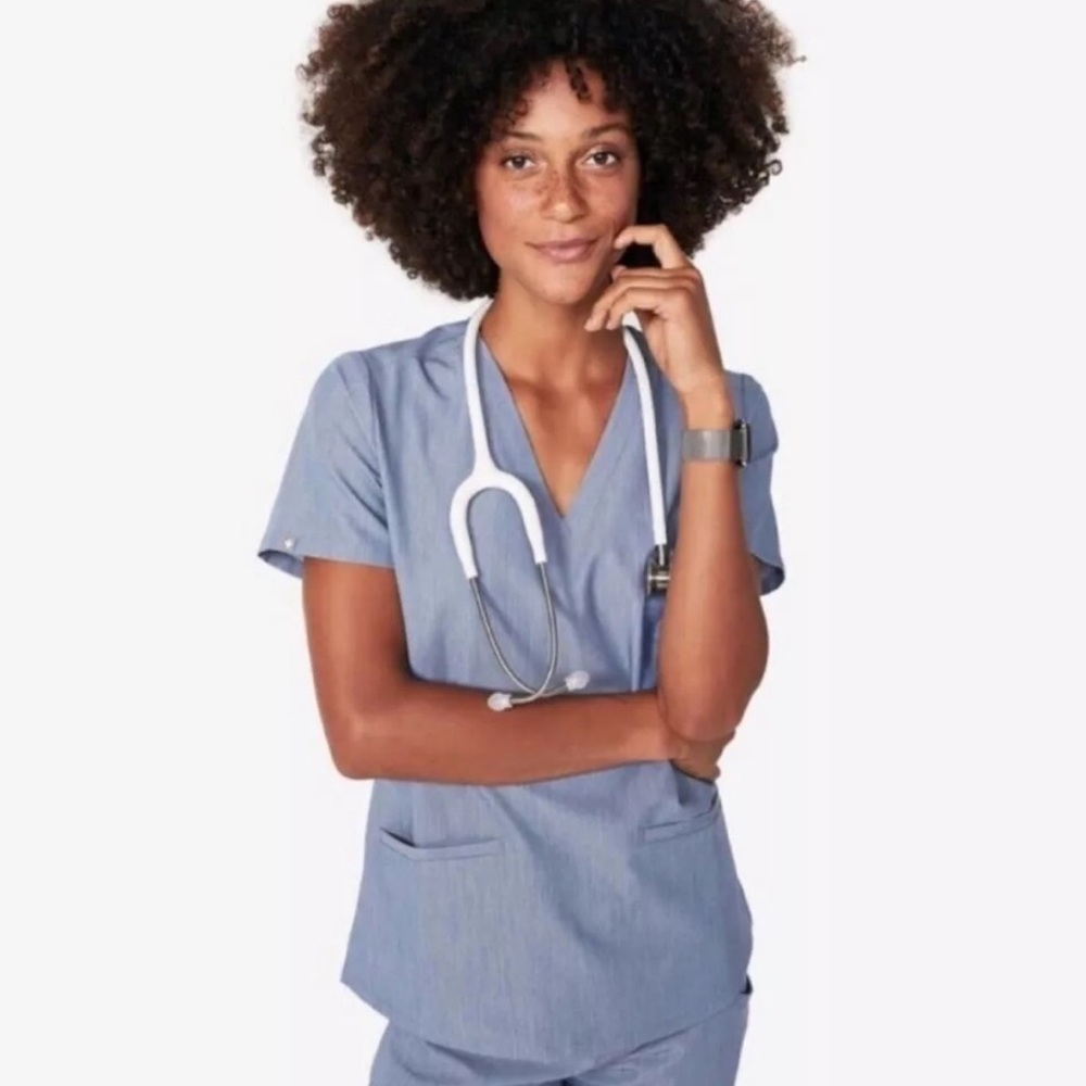 Figs Heather Indigo Casma Top
